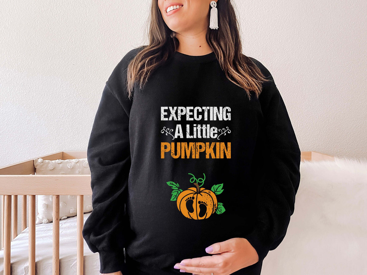 Pregnancy Announcement Sweatshirt, Expecting Little Pumpkin, Halloween Maternity Shirt