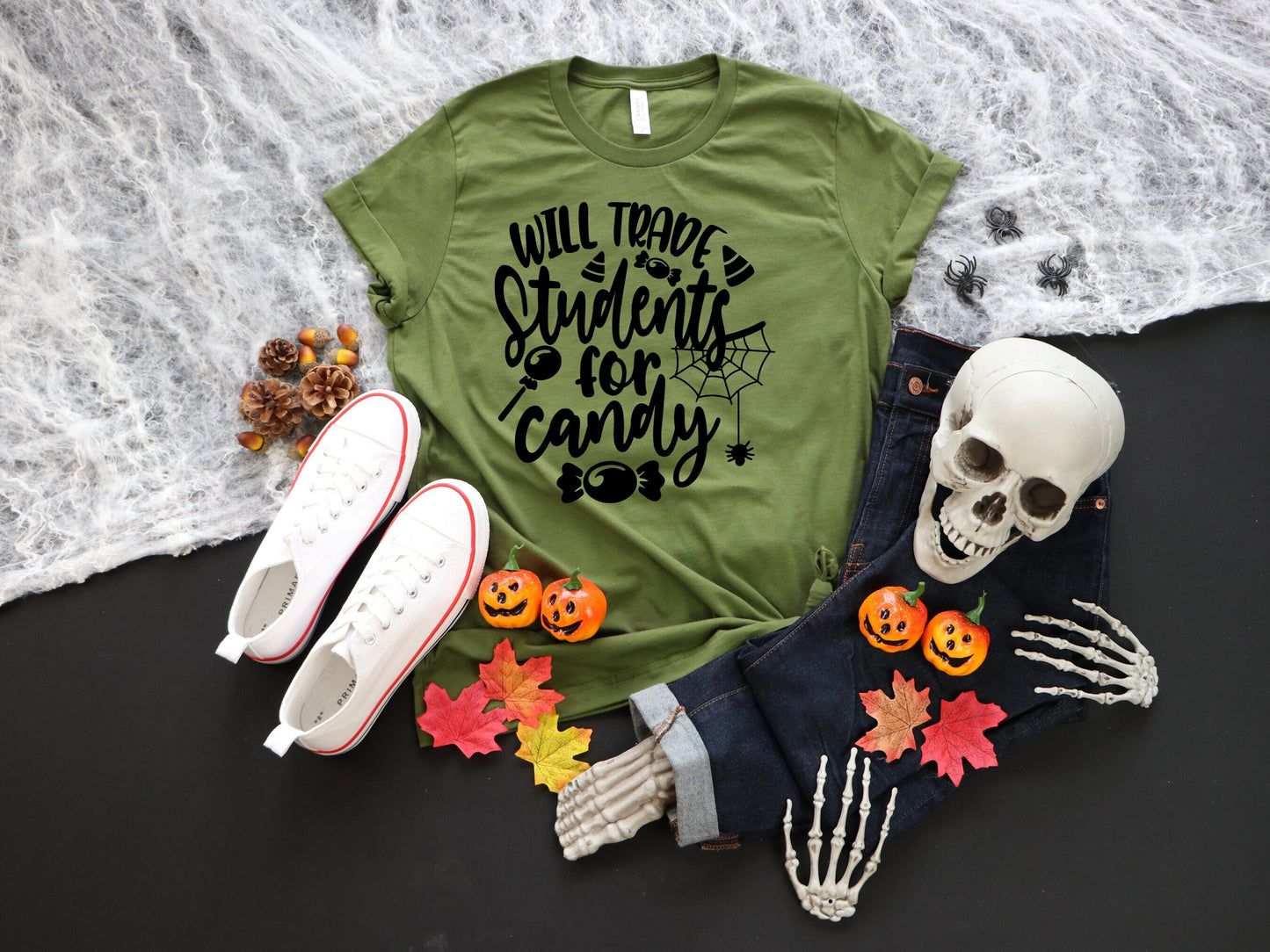 Women's Teacher Will Trade Students for Candy Halloween Shirt