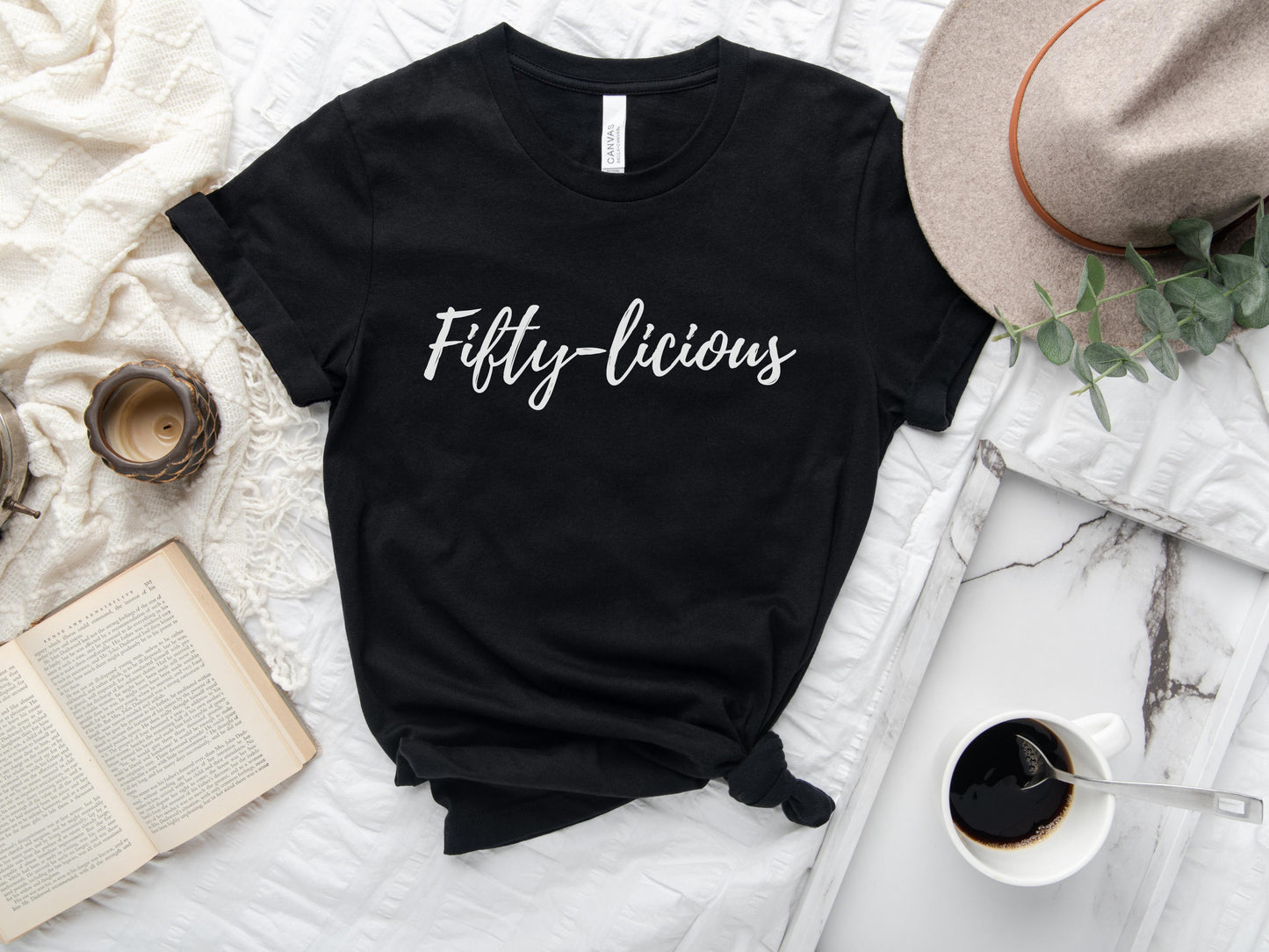 50th Birthday Woman's T-shirt, Fifty Shirt, Birthday T-Shirt, 1973 Vintage Shirt for Her, Fifty-licious