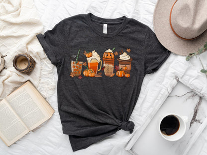 Fall Pumpkin Spice Coffee TShirt, Coffee Lovers Shirt - Mardonyx T-Shirt Dark Grey Heather / S