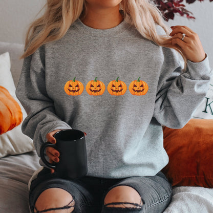 Women's Pumpkin Jack O' Lantern Halloween Sweatshirt