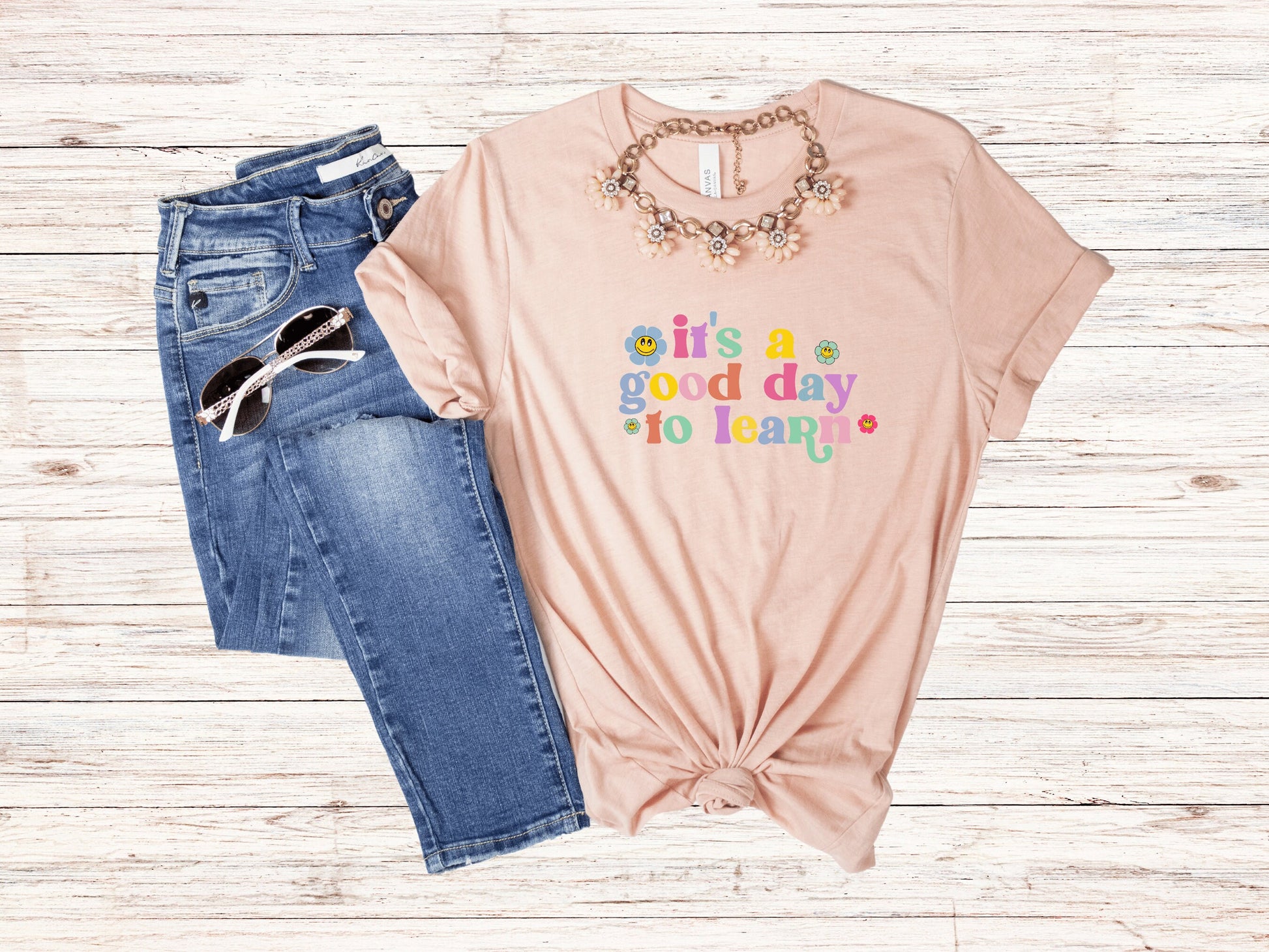 First Day of School T-Shirt, Back to School Cute Teacher Shirt, New Teacher 2022, It's A Good Day to Learn, - Mardonyx T-Shirt Heather Prism Peach / S