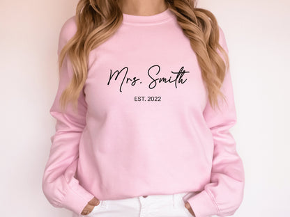 Personalized Mrs Sweatshirt, Gift for New Bride