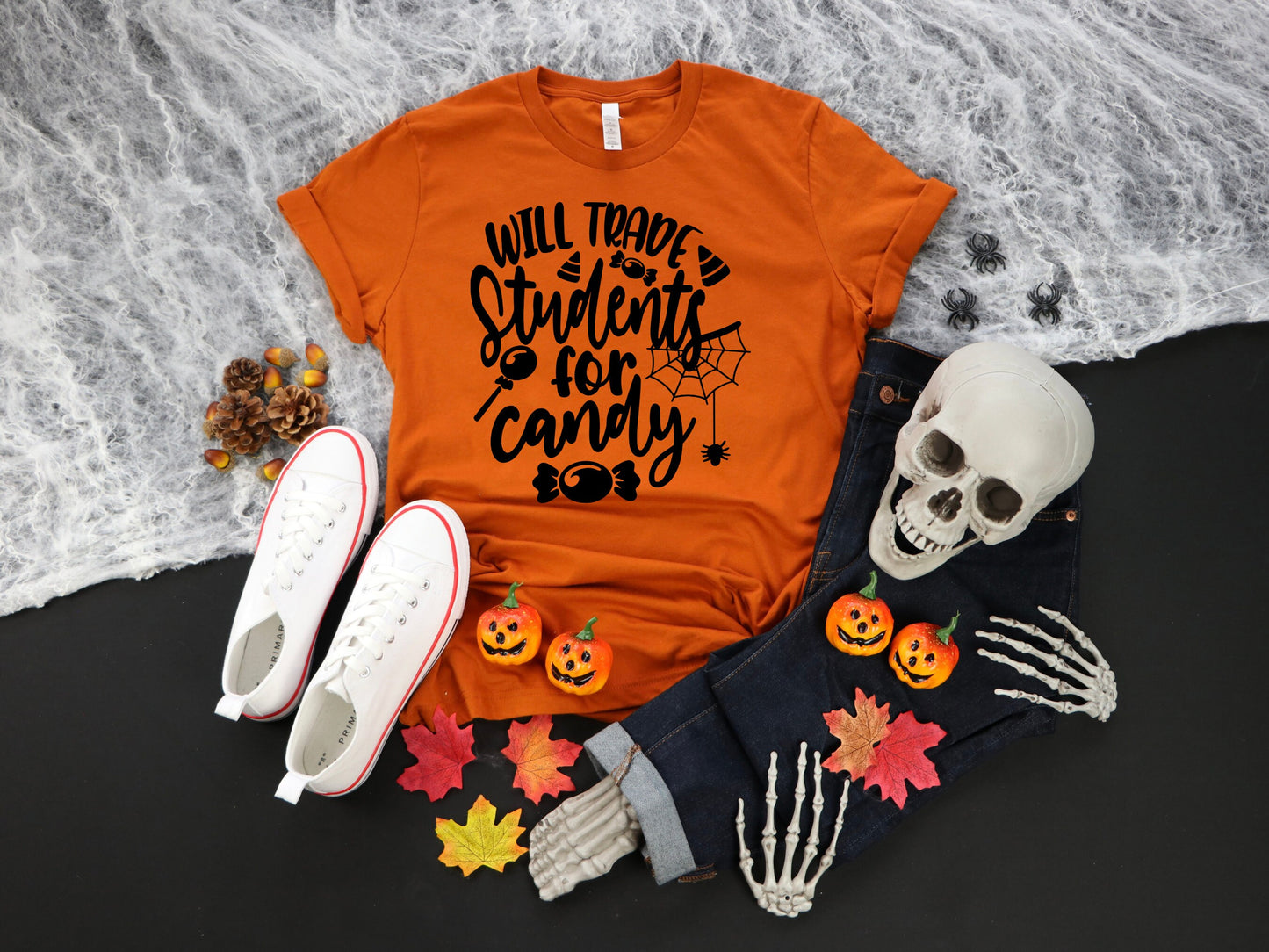 Women's Teacher Will Trade Students for Candy Halloween Shirt