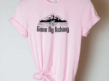 Fly Fishing Shirt, Fly Fishing Gifts for Men, Fly Fishing T-Shirt, Fishing T-Shirt, Gone Fly Fishing, Angler Shirt - Mardonyx T-Shirt Pink / S
