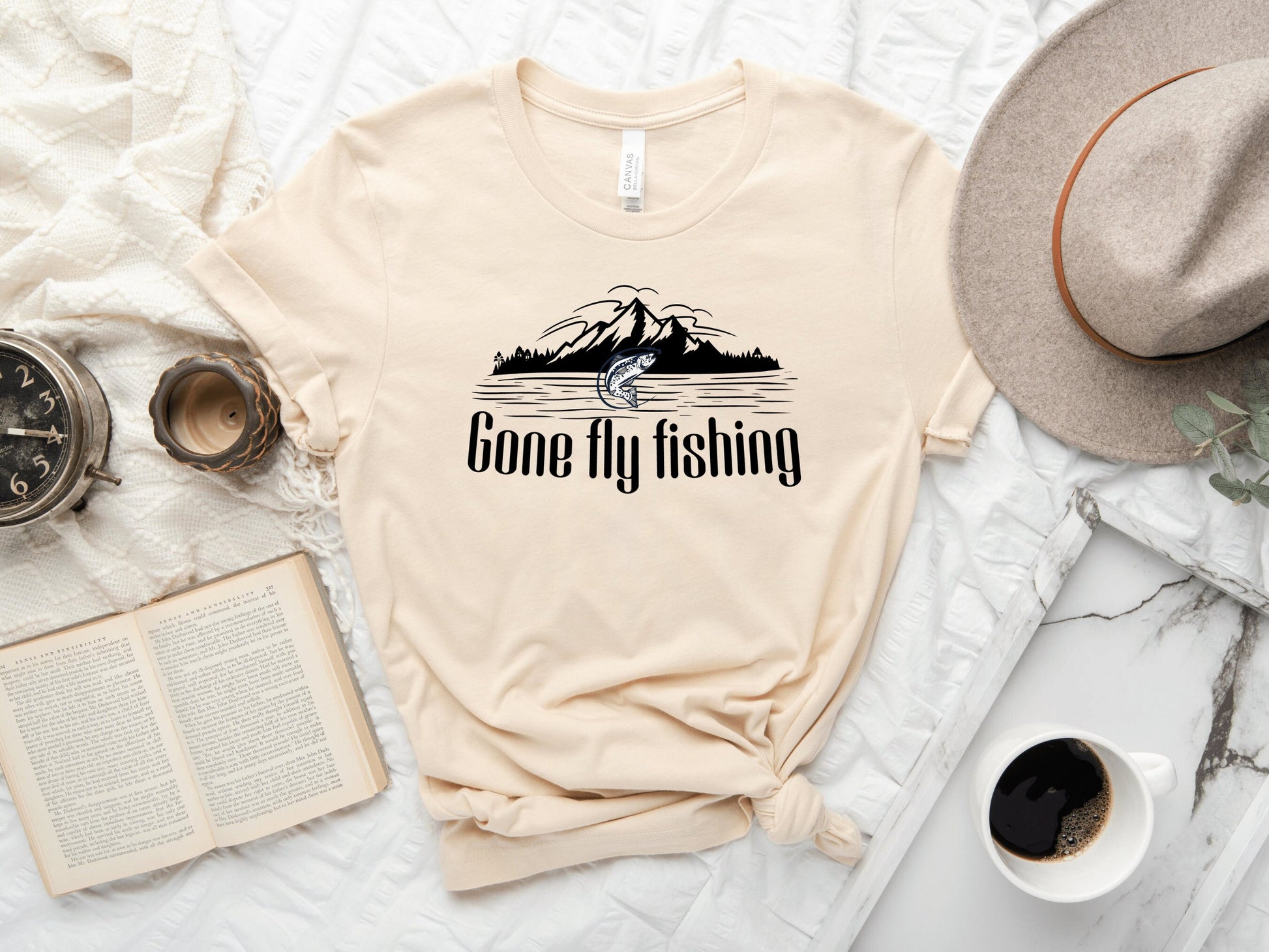 Fly Fishing Shirt, Fly Fishing Gifts for Men, Fly Fishing T-Shirt, Fishing T-Shirt, Gone Fly Fishing, Angler Shirt - Mardonyx T-Shirt Soft Cream / S