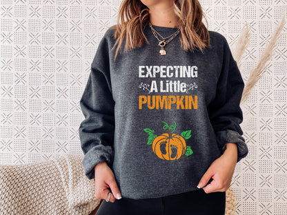 Pregnancy Announcement Sweatshirt, Expecting Little Pumpkin, Halloween Maternity Shirt