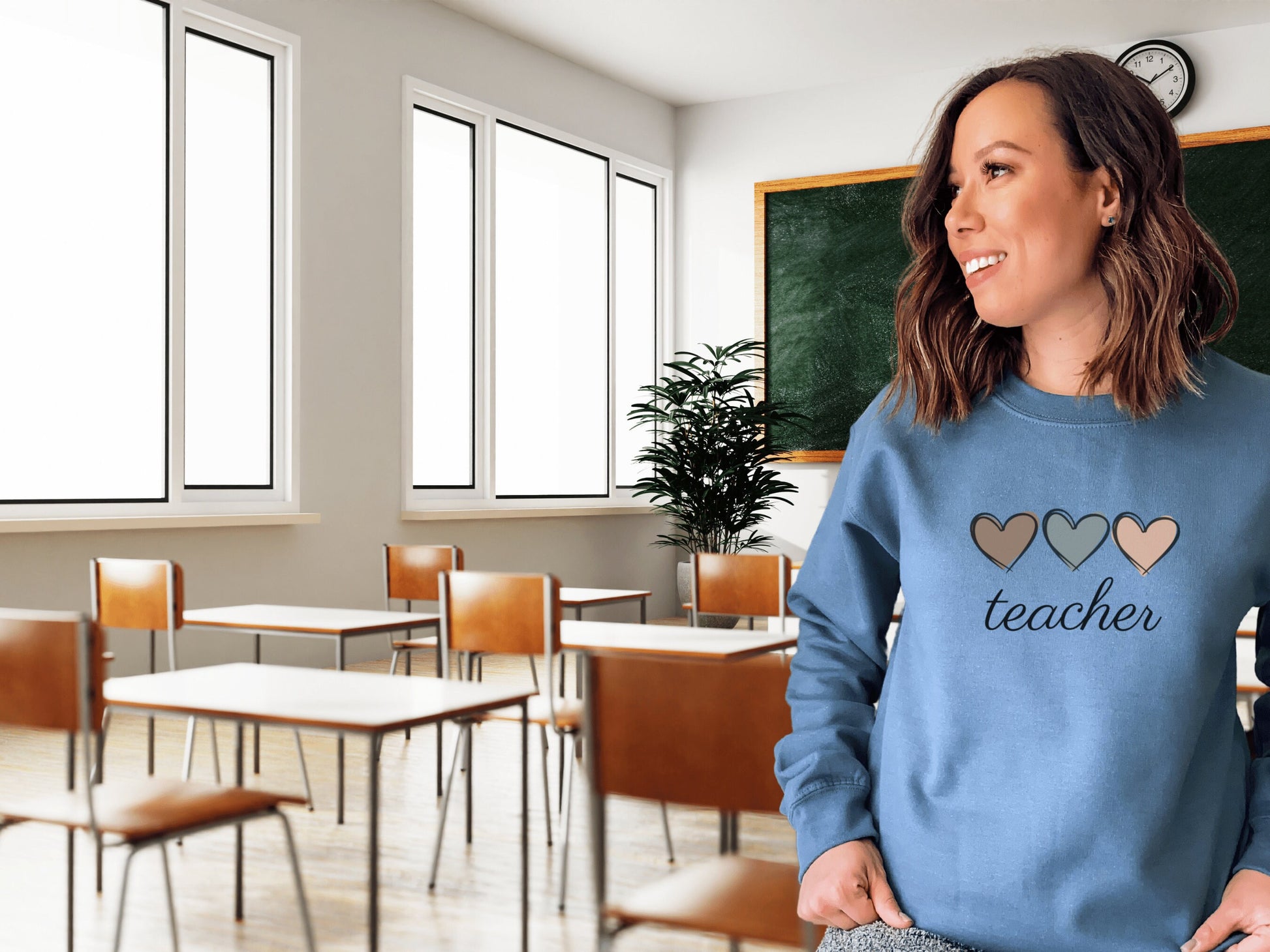 Boho Heart Teacher Sweatshirt - Mardonyx Sweatshirt Indigo Blue / S