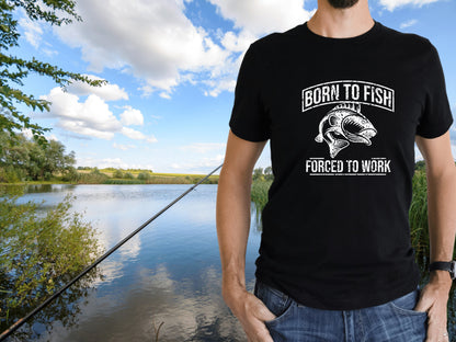 Fishing Gifts for Men, Fishing T-Shirt Born to Fish Forced to Work, Men's Fishing T-Shirt, Women's Fishing T-Shirt - Mardonyx T-Shirt Black / S