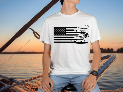 Patriotic Men's Fishing American Flag Shirt