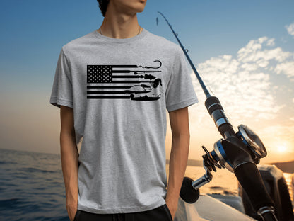 Patriotic Men's Fishing American Flag Shirt