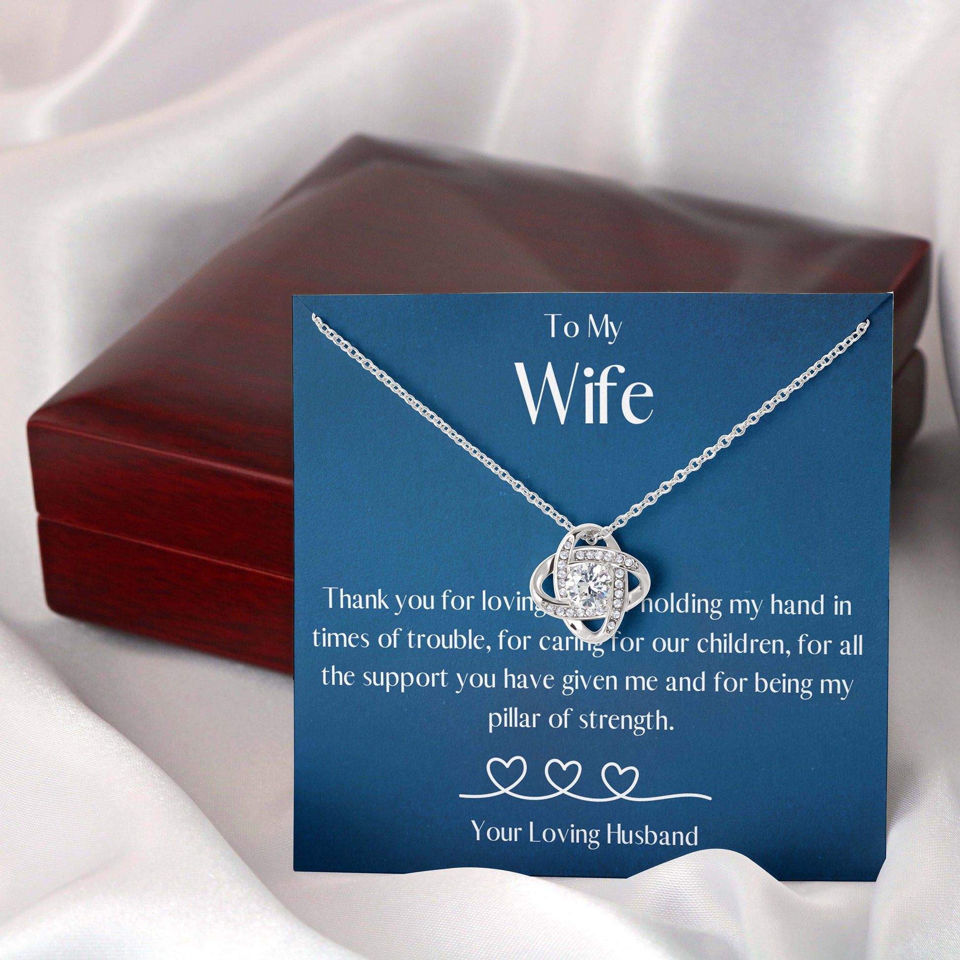 1st Anniversary Gift for Wife, To My Wonderful Wife Silver Love Knot Pendant Necklace, Gift for Wife, To My Wife Necklace, Military Wife - Mardonyx Jewelry