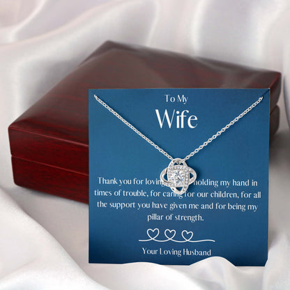 1st Anniversary Gift for Wife, To My Wonderful Wife Silver Love Knot Pendant Necklace, Gift for Wife, To My Wife Necklace, Military Wife - Mardonyx Jewelry