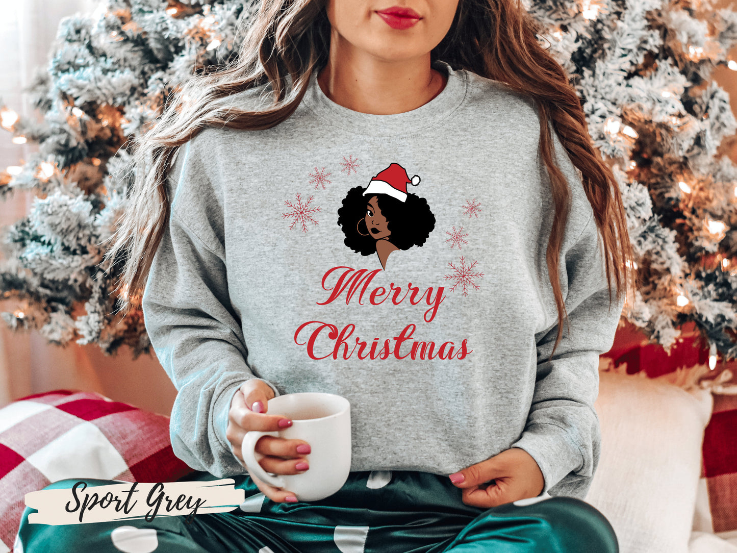 Merry Christmas Santa Black Girl Sweatshirt, Melanin Christmas, Black Girl Christmas, Afro Woman Christmas Shirt, Equality Shirt, BLM Shirt