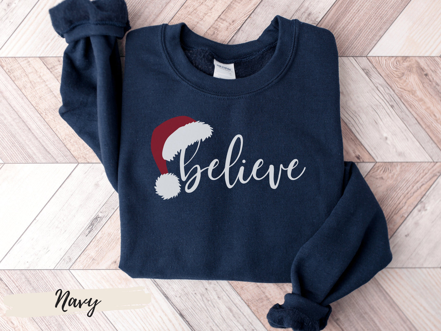 Believe Christmas Santa Hat Sweatshirt