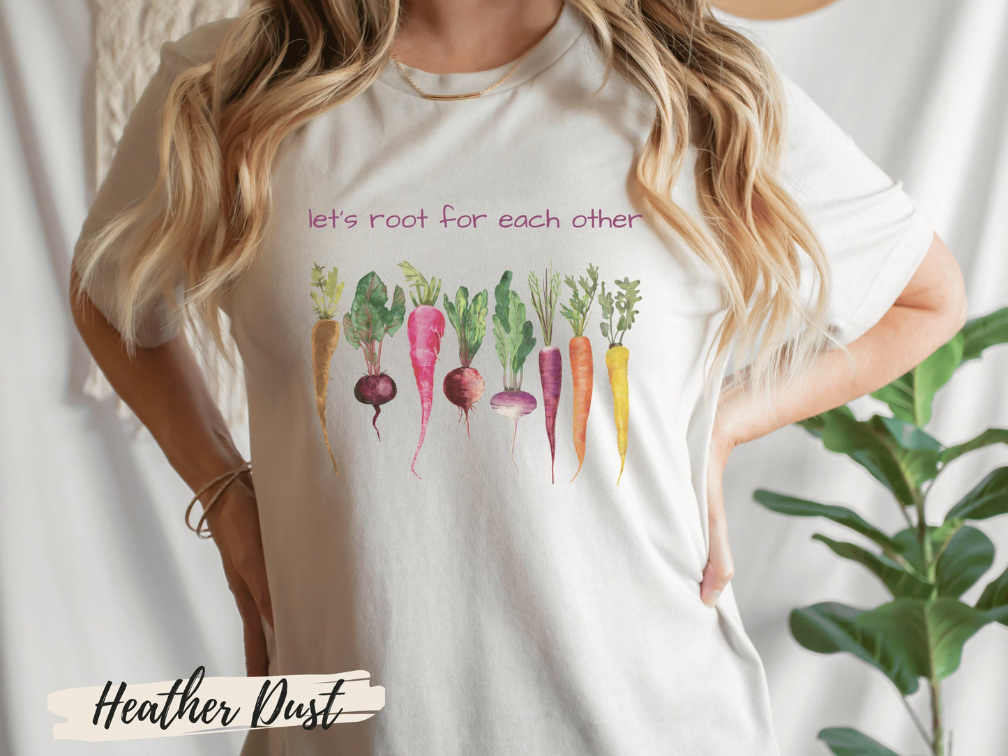 Let's Root for Each Other Shirt,Gardening Vegetable Green Thumb Design,Relaxed Women's T-Shirt, Botanical Shirt, Cottagecore Vegetable Shirt