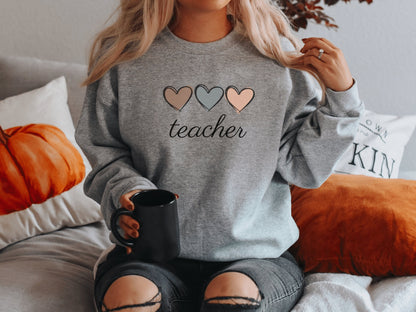 Boho Heart Teacher Sweatshirt - Mardonyx Sweatshirt Sport Grey / S