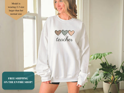 Boho Heart Teacher Sweatshirt - Mardonyx Sweatshirt White / S