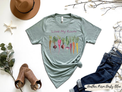 Love My Roots Family Shirt, Gardening Vegetable Design, Family Sayings, Family Reunion Shirt,Family Reunion Gift. Family Reunion Favors - Mardonyx T-Shirt Heather Blue / S