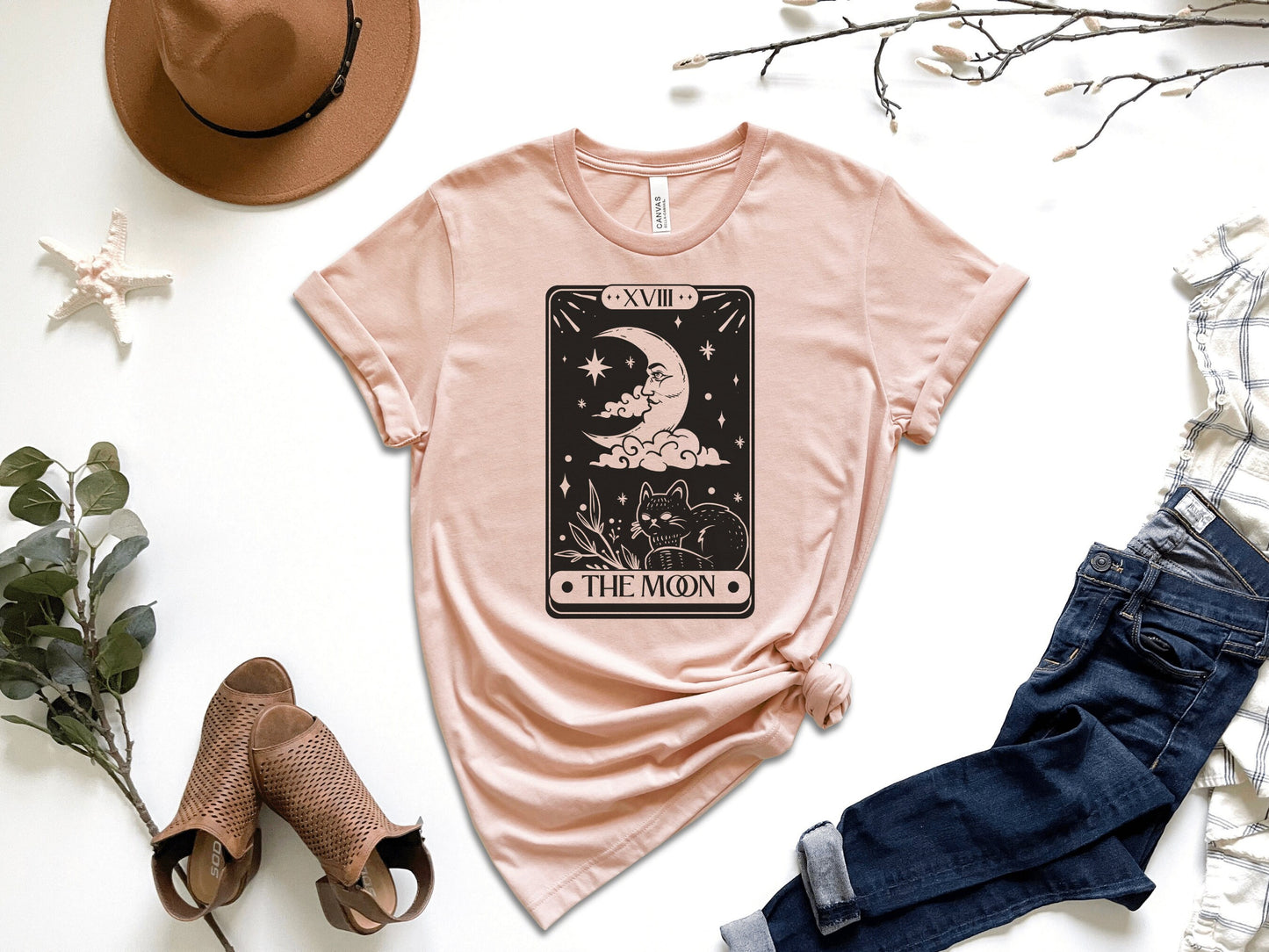 Moon Tarot T-shirt, Mystical Design Shirt, Moon Phase Astrology, Astronomy, Witchy Shirt, Celestial Women's Shirt, Occult T-Shirt, Intuition