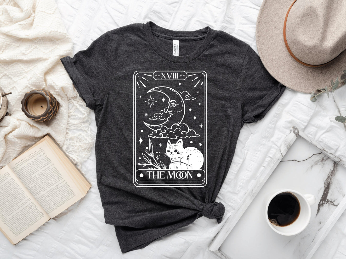 Moon Tarot T-shirt, Mystical Design Shirt, Moon Phase Astrology, Astronomy, Witchy Shirt, Celestial Women's Shirt, Occult T-Shirt, Intuition