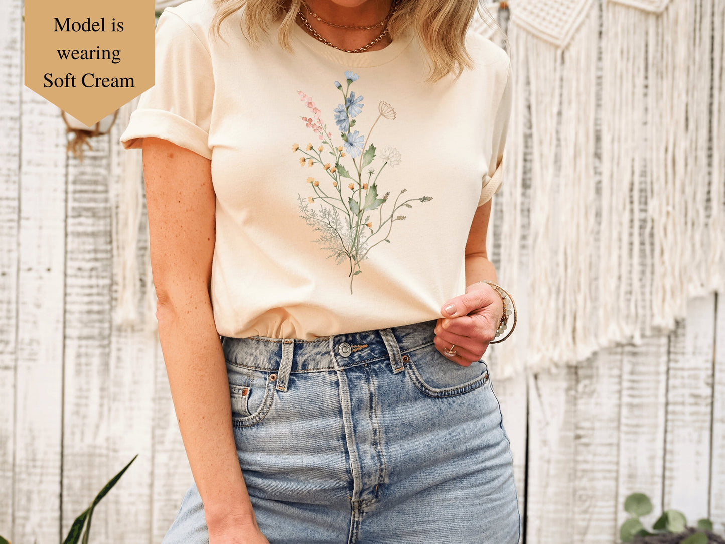 Vintage Style Wildflowers Graphic Tee Shirt for Women , Wild Flower Bouquet, Cottagecore Shirt, Hiking Outdoor Camping Botanical