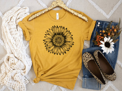 Sunflower Blooming Womens Sunflower Tee, Flower Tee Shirt, Botanical Tee, Wildflower shirt, Flower  t-shirt, Sunflower tee, plant lover gift