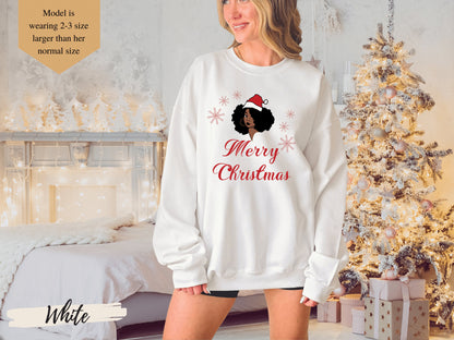 Merry Christmas Santa Black Girl Sweatshirt, Melanin Christmas, Black Girl Christmas, Afro Woman Christmas Shirt, Equality Shirt, BLM Shirt