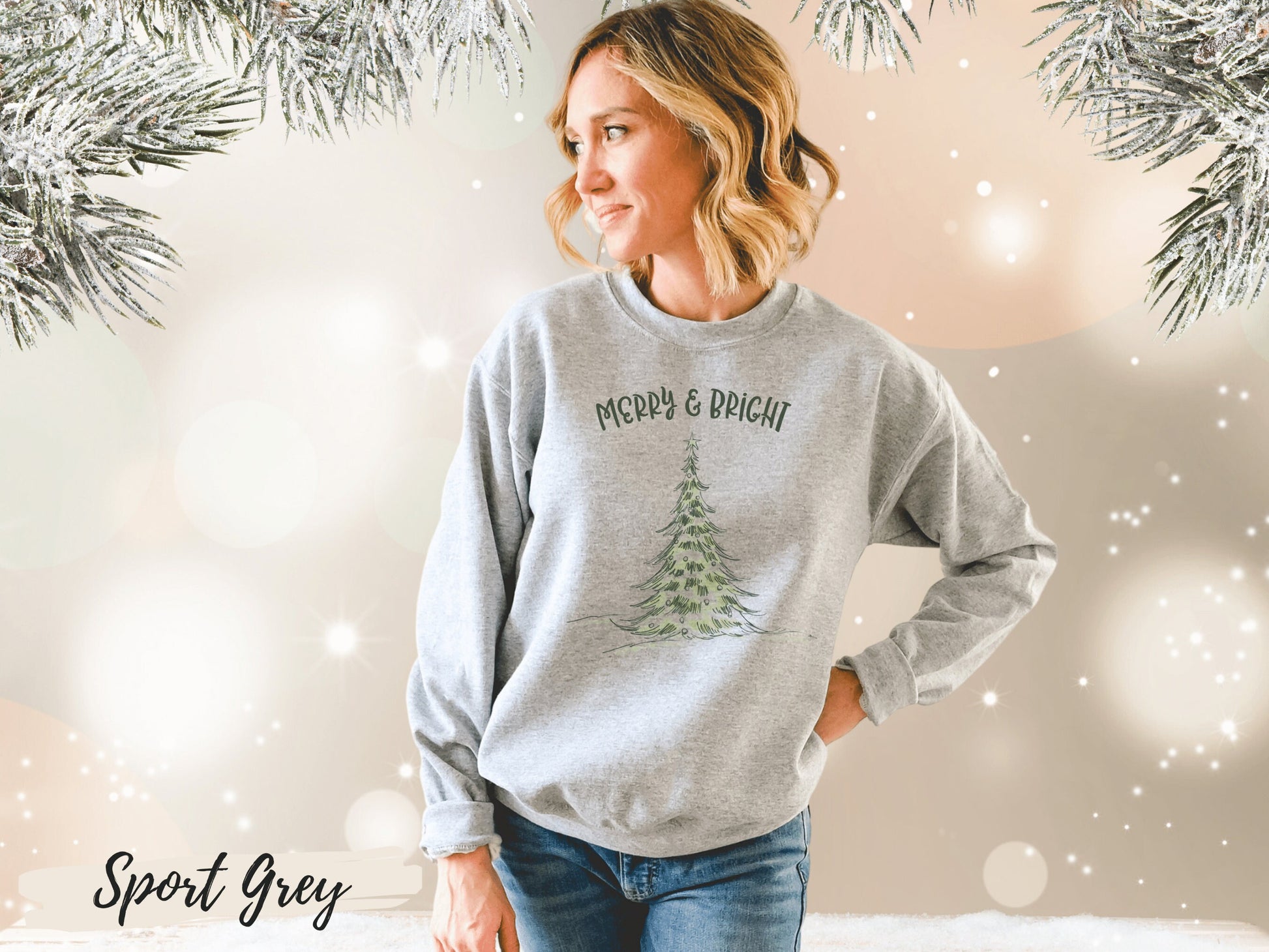 Merry and Bright Sweatshirt, Merry and Bright Sweatshirt, Merry and Christmas Sweatshirt, Gift for Christmas, Ugly Sweater Shirt - Mardonyx Sweatshirt Small / Sport Grey