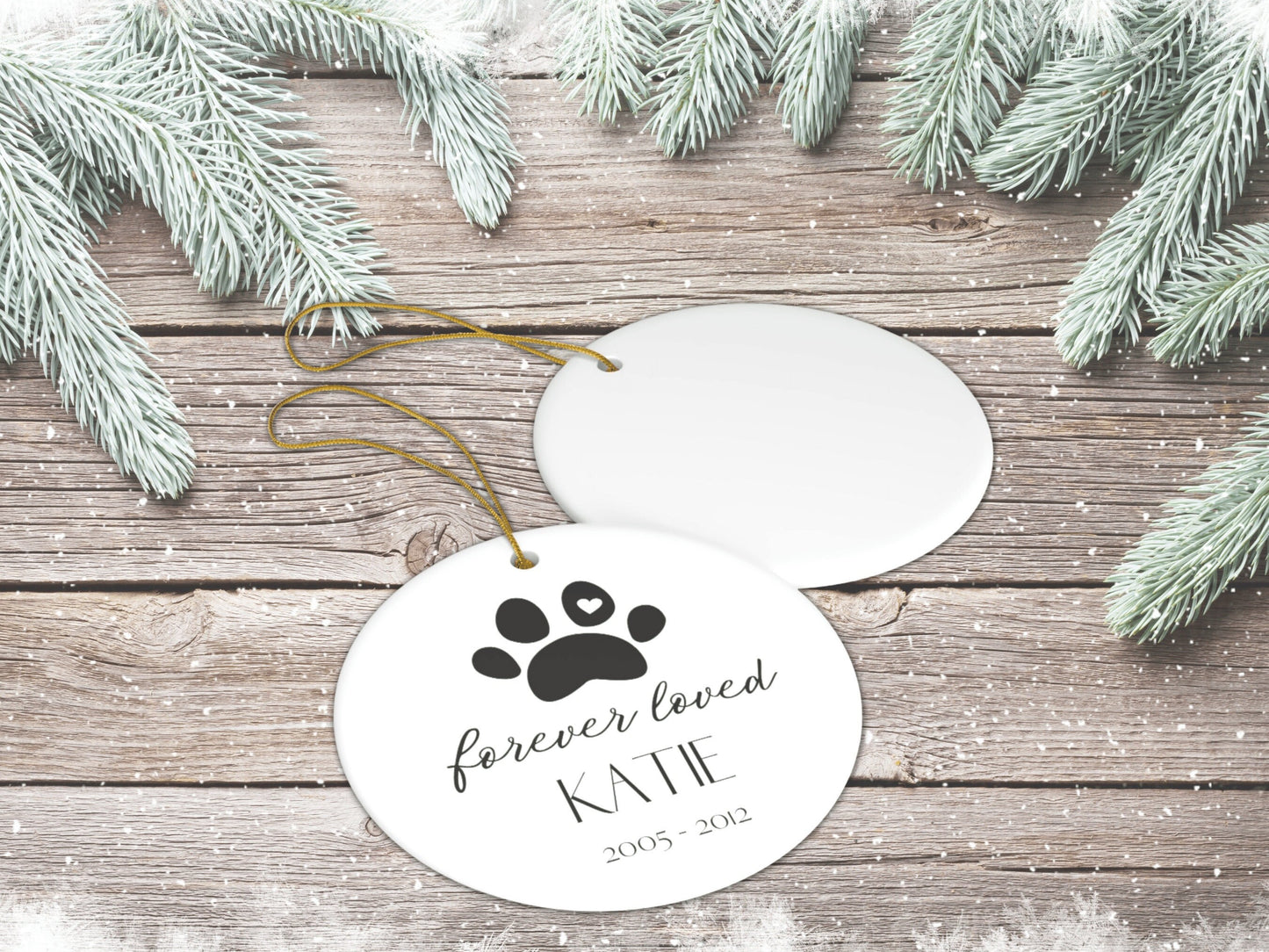 Forever Loved Dog Memorial Ornament Personalized with Name and Date ,Pet Memorial Gift for Pet Owner, Pawprint Pet Ornament for Pet Lover
