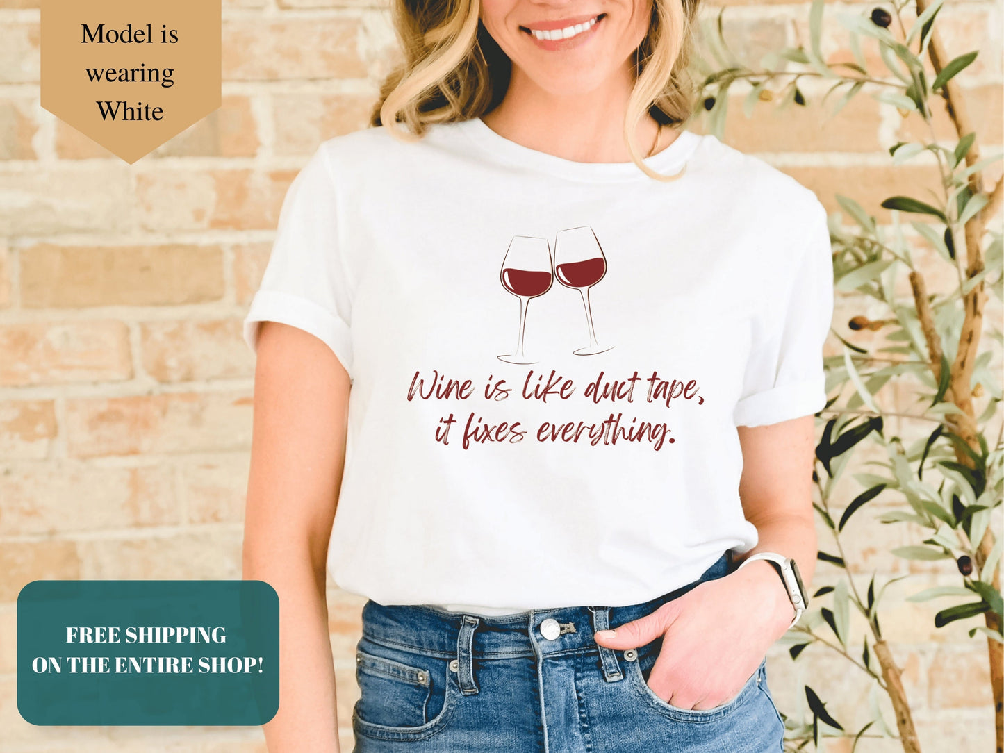 Wine is Like Duct Tape It Fixes Everything T-Shirt, Wine Lover Gift, Wine T-Shirt, Wine Shirts Women, Wine Party Shirt, Gift for Wine Lover