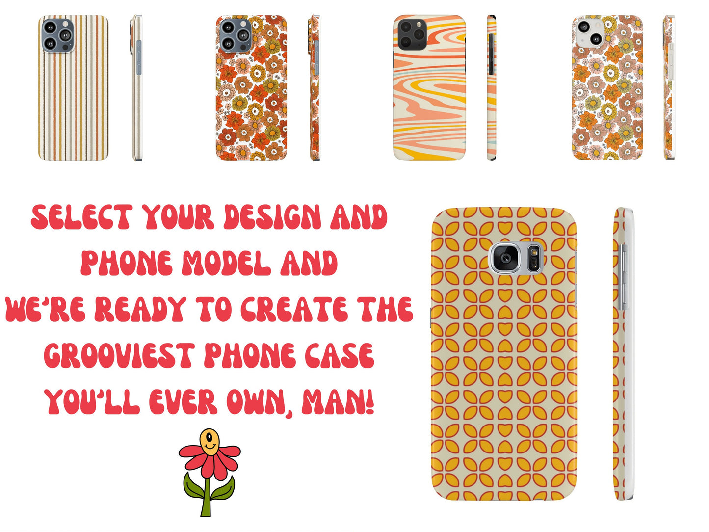 Retro Phone Cases, Vintage 70s Aesthetic,Indie Grunge,Hippie,Groovy Good Vibes, Abstract Floral, Psychedelic Phone Case, 70's Clothing,Peace