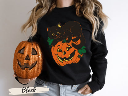 Black Cat Halloween Sweatshirt - Mardonyx Sweatshirt Military Green / Small