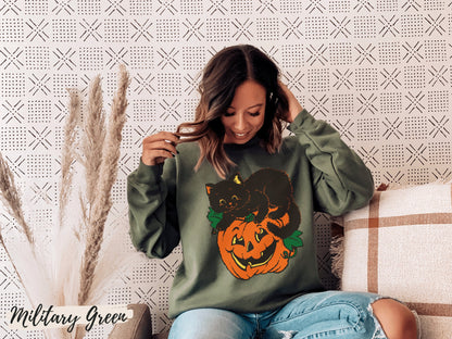 Black Cat Halloween Sweatshirt - Mardonyx Sweatshirt Dark Heather / Small