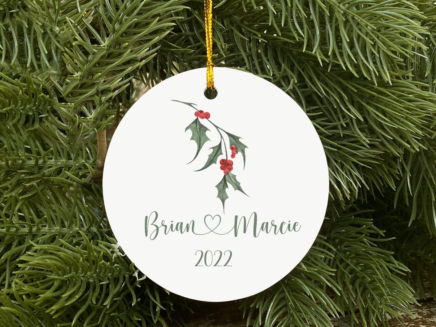Couples Christmas Ornament, Personalized Name and Date, First Christmas Ornament, First Christmas Together, Newlywed Christmas Ornament