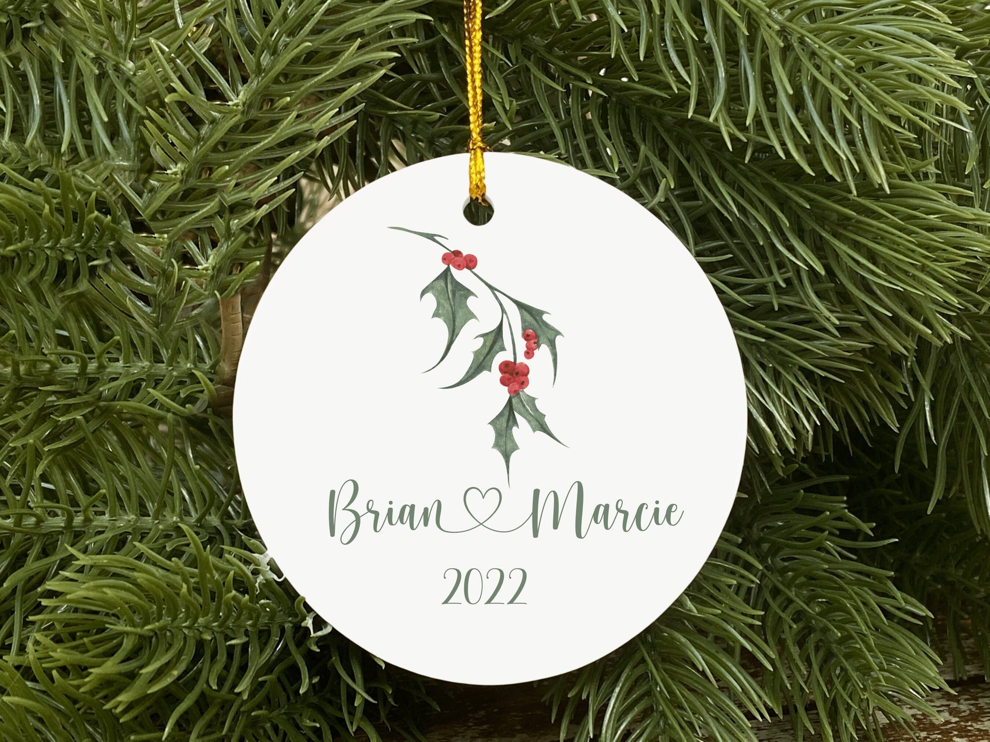 Couples Christmas Ornament, Personalized Name and Date, First Christmas Ornament, First Christmas Together, Newlywed Christmas Ornament - Mardonyx