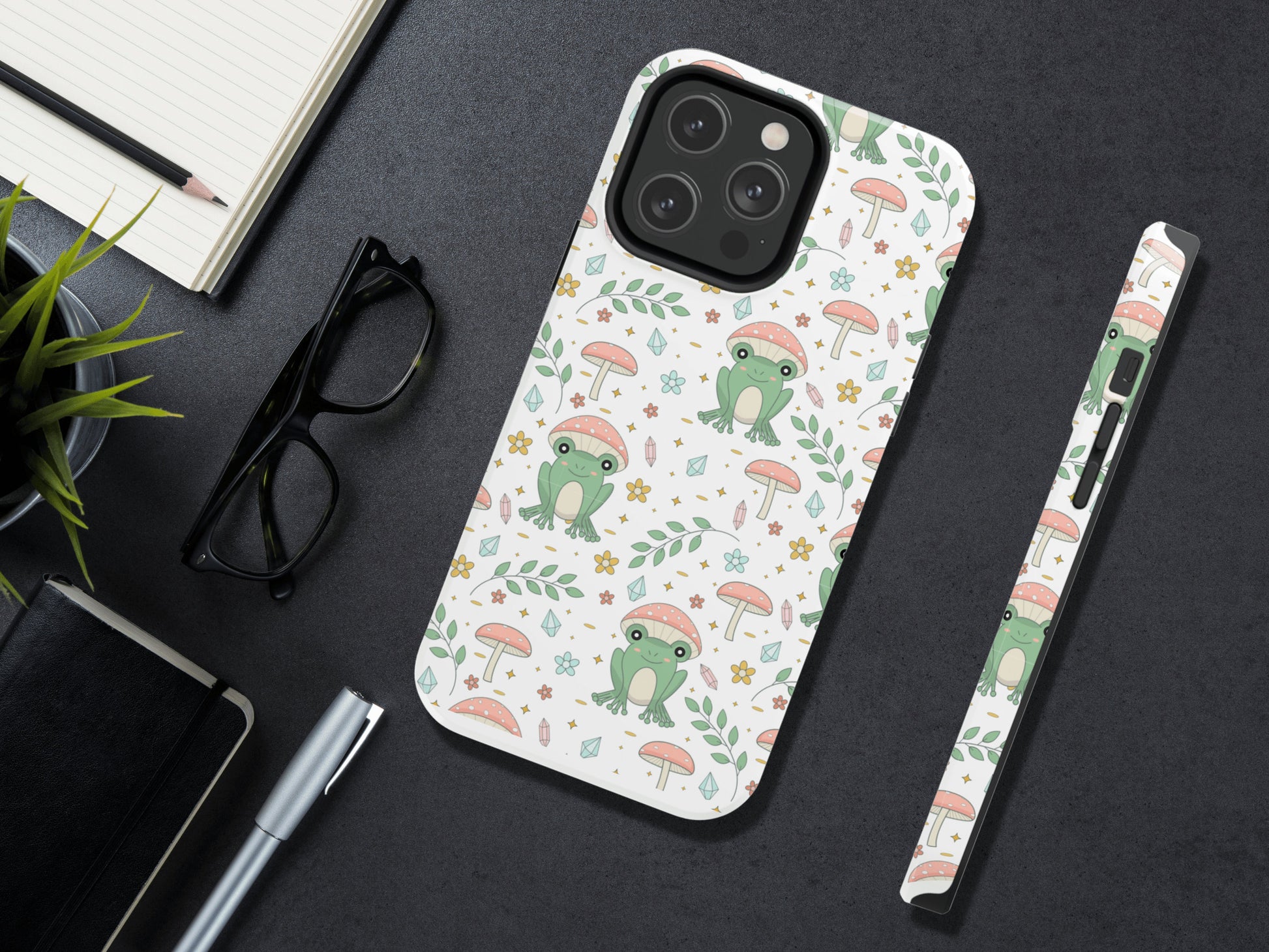 Aesthetic Frog Mushroom Phone Case, CottageCore Phone Case, iPhone 14 13 12 Pro Max Mini Tough Case, Aesthetic Art iPhone Samsung Phone Case - Mardonyx