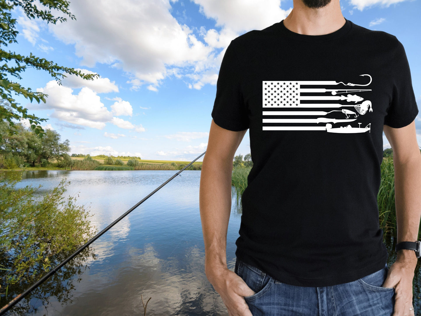 Fishing Gifts for Men, American Flag Fishing Shirt, Fishing Shirt, Dad Fishing Gift, Fishing Gift