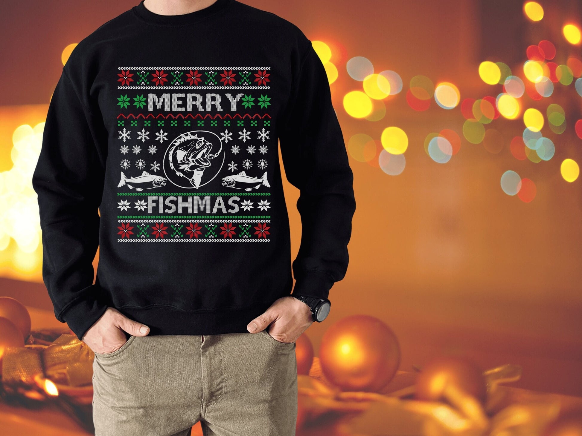 Fishing Gifts for Men, Ugly Christmas Sweater for Men, Merry Fishmas Ugly Christmas Sweater, Merry Fishmas Fishing Ugly Christmas Sweater - Mardonyx