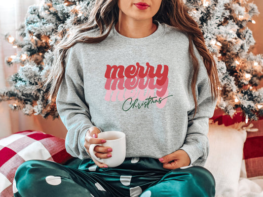 Retro Merry Merry Christmas Sweatshirt, Christmas  Shirt, Merry Christmas Sweatshirt Unisex Sweatshirt for Women Christmas Sweatshirt
