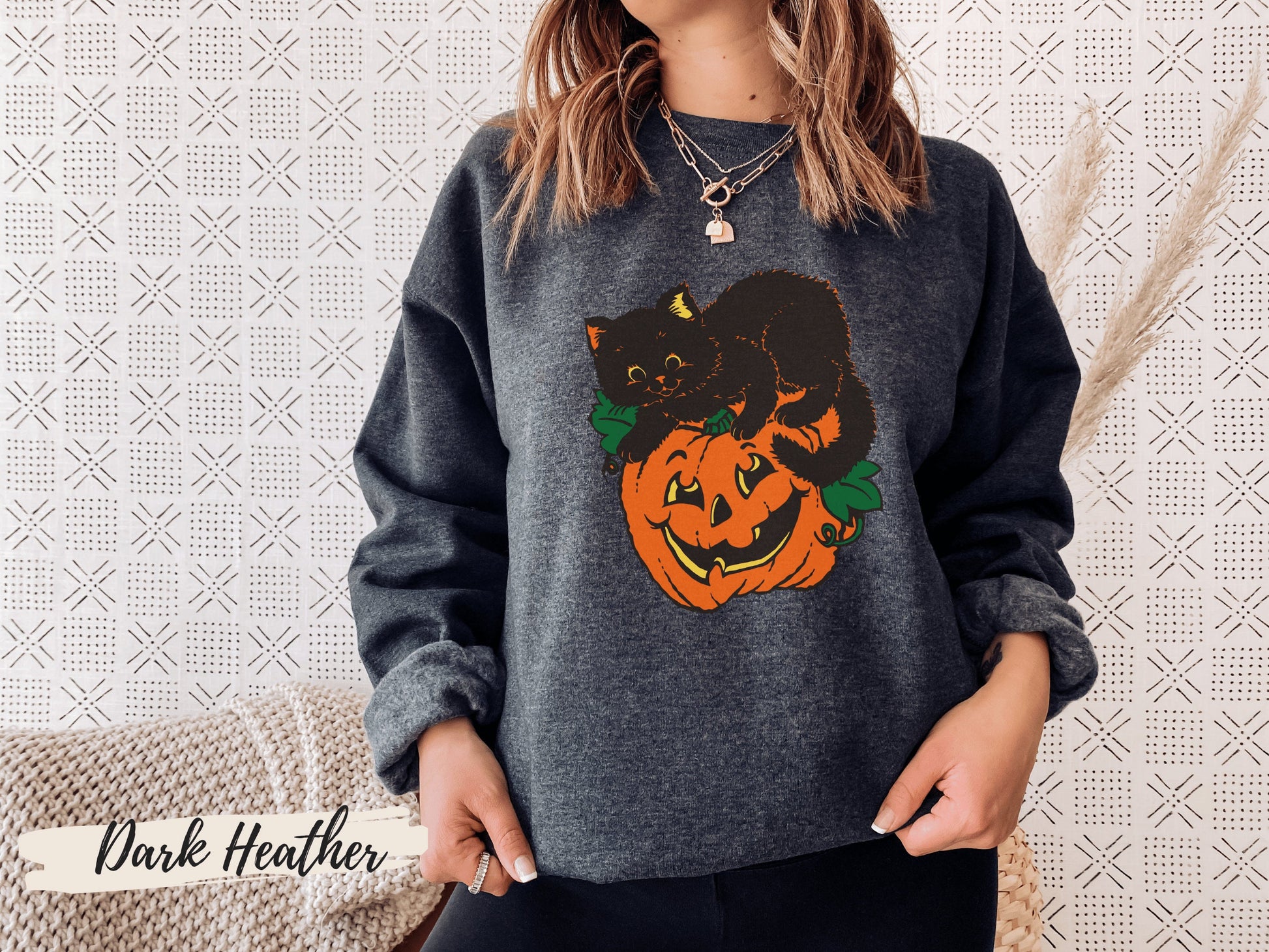 Black Cat Halloween Sweatshirt - Mardonyx Sweatshirt Sport Grey / Small