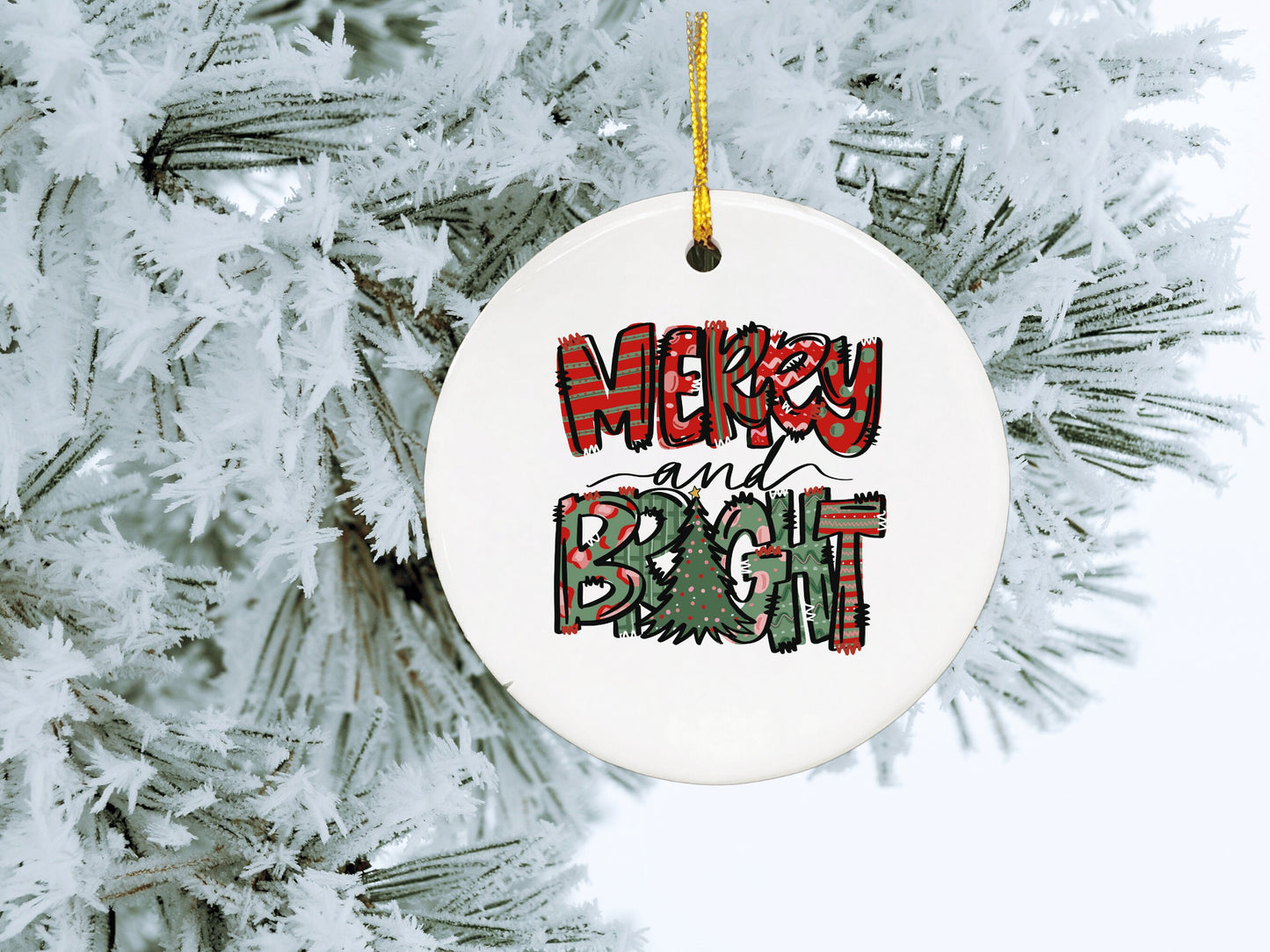 Christmas Tree Ornament, Merry & Bright Ornament, Holiday Ornament, First Christmas Married Ornament, First Christmas