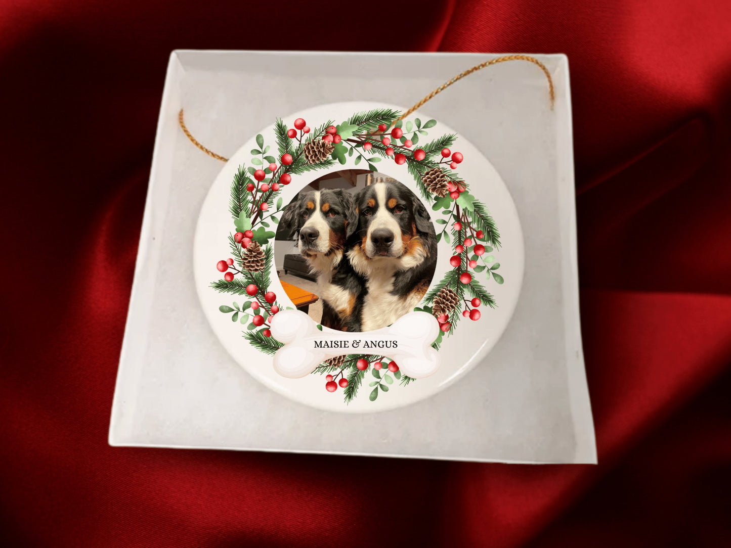Personalized Pet Ornament, Custom Dog Christmas Ornament, Pet Memorial Ornament, Cat Christmas Photo Ornament, Pet Portrait Name Gift