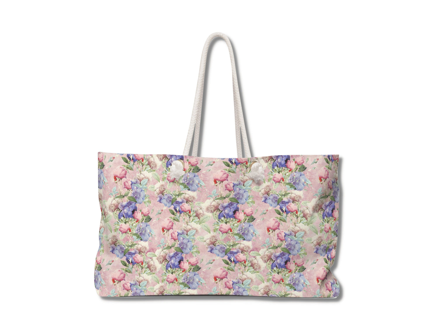 Flower Tote Bag, Floral Weekend Tote Bag with Rope Handles, Womens Weekender Bag