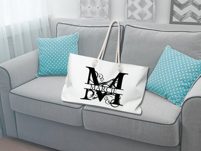 Monogrammed Tote Bag with Rope Handles, Weekender Bag, Bridesmaid Tote Bag