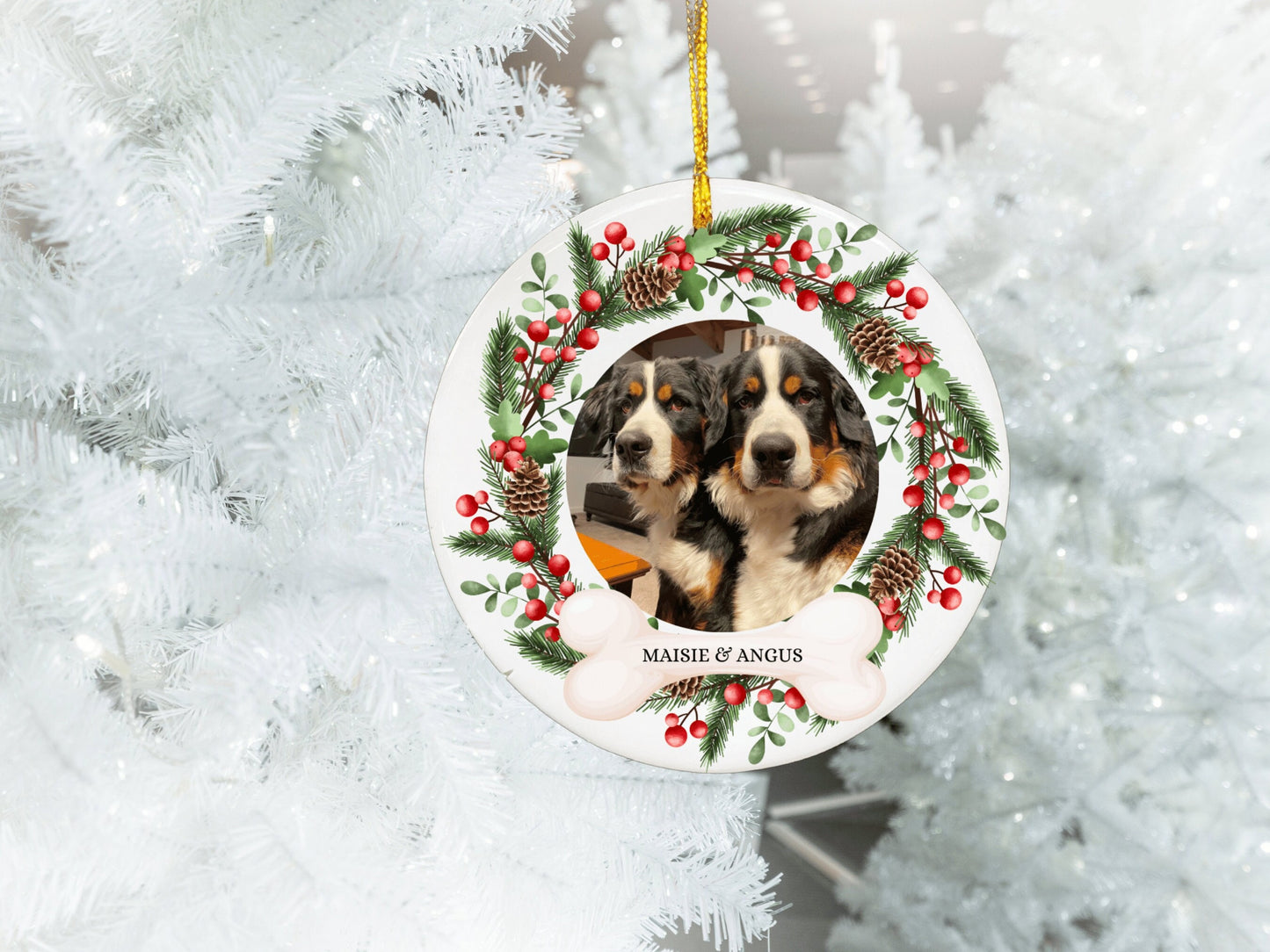 Personalized Pet Ornament, Custom Dog Christmas Ornament, Pet Memorial Ornament, Cat Christmas Photo Ornament, Pet Portrait Name Gift