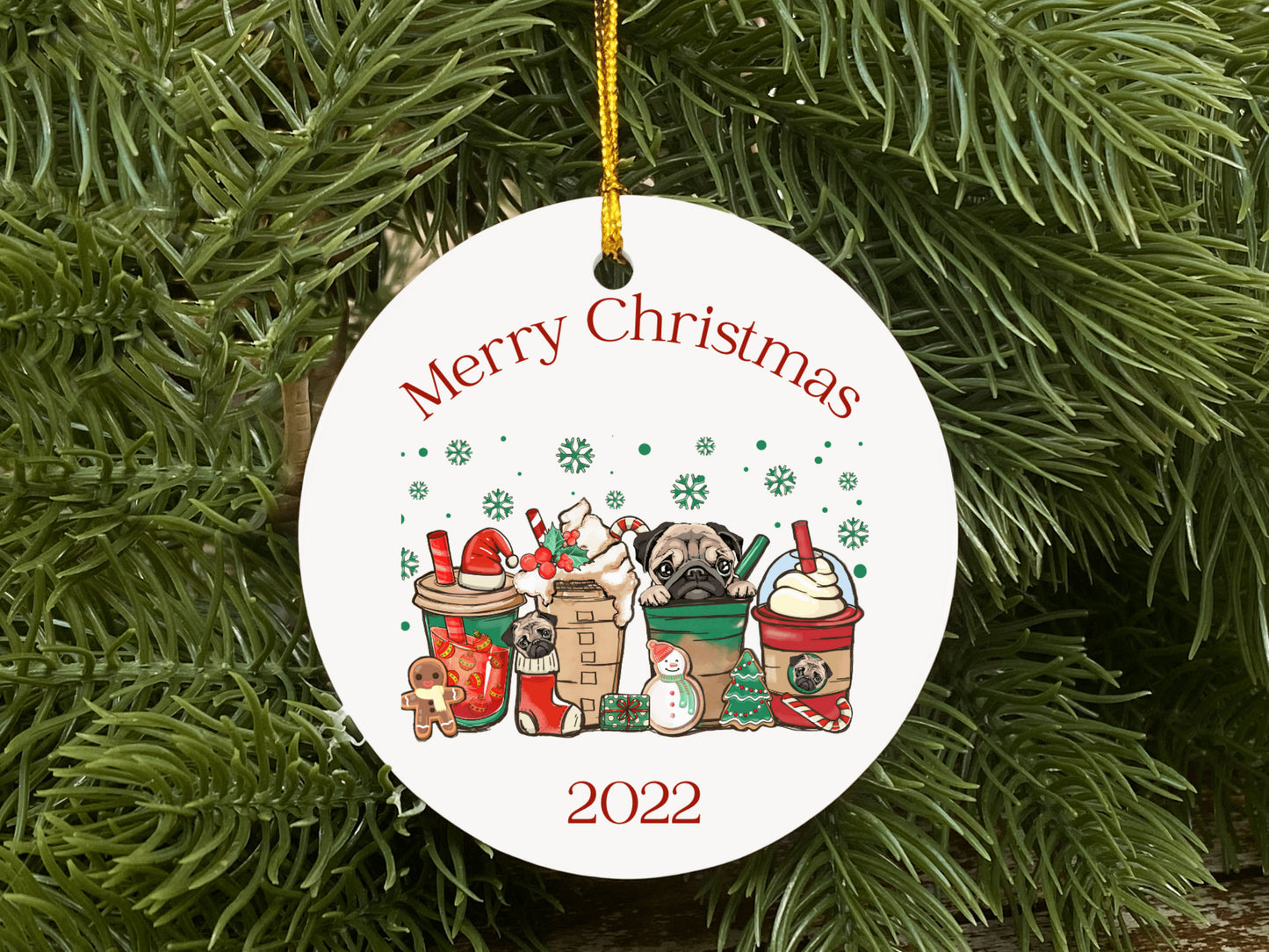 Pug Ornament, Custom Dog Christmas Ornament, From the Dog ornament, Pug Lover Gift, Pug Mom Gift, Pug Dad Gift
