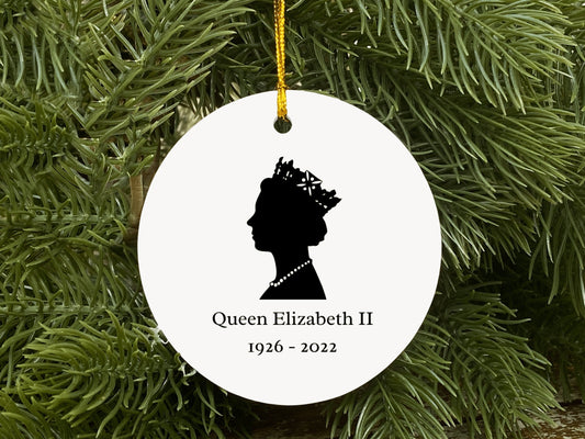 Queen Elizabeth Christmas Ornament, Porcelain Queen Mom Ornament, Queen Elizabeth II Bauble. Remembrance Memorial Memory Keepsake