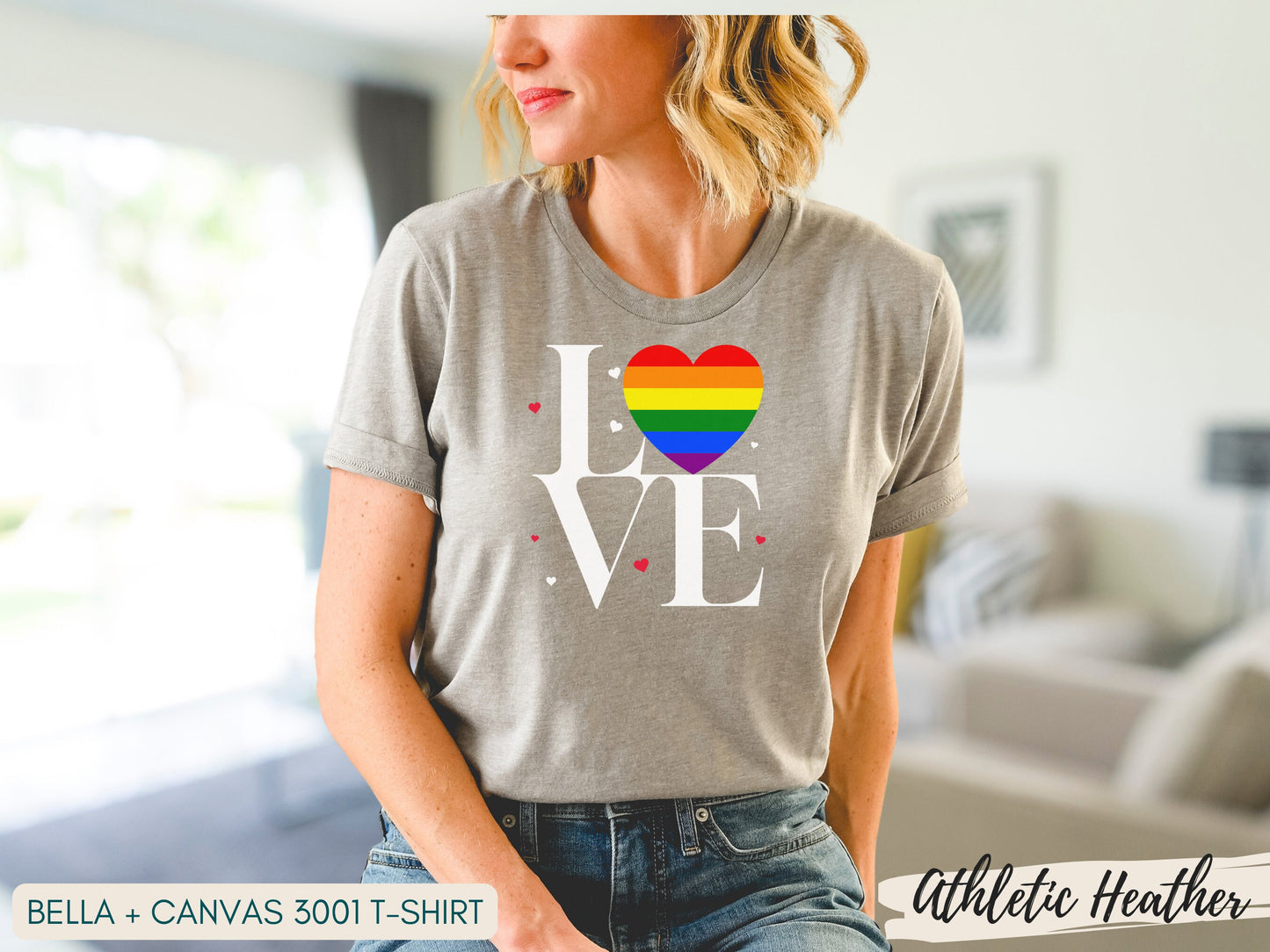 Valentines Day, Womens Love is Love Shirt, Pride Shirt, Mens Love Rainbow Shirt, Kindness Shirts, LGBTQ Support Tees, Gay Pride Shirt - Mardonyx T-Shirt S - Sweatshirt / Gray