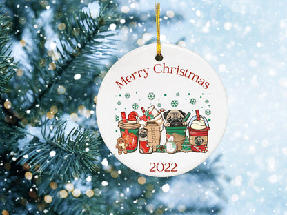 Pug Ornament, Custom Dog Christmas Ornament, From the Dog ornament, Pug Lover Gift, Pug Mom Gift, Pug Dad Gift